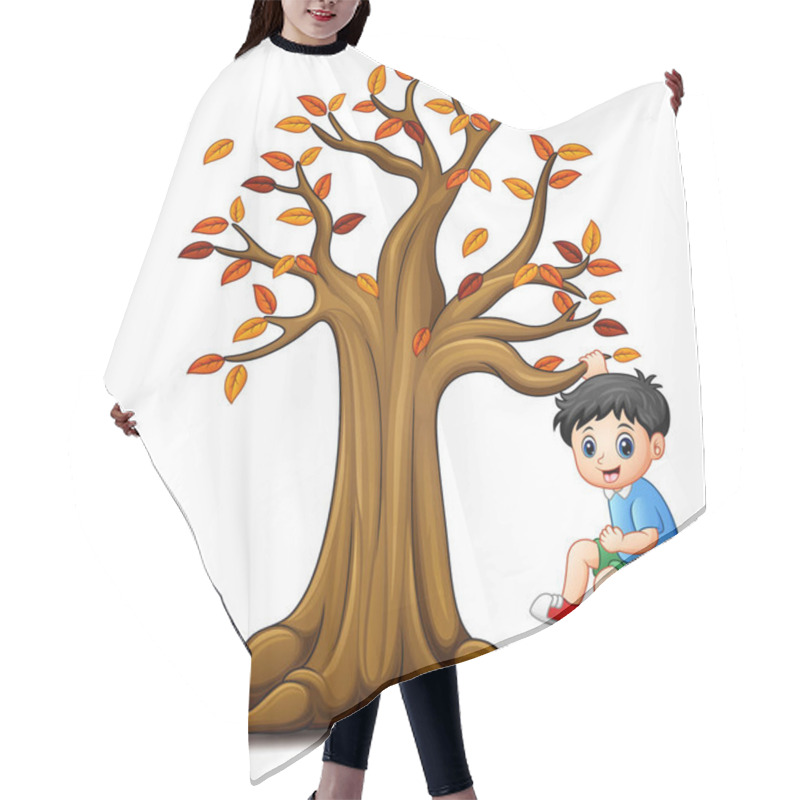 Personality  Kids Playing With Autumn Tree Hair Cutting Cape