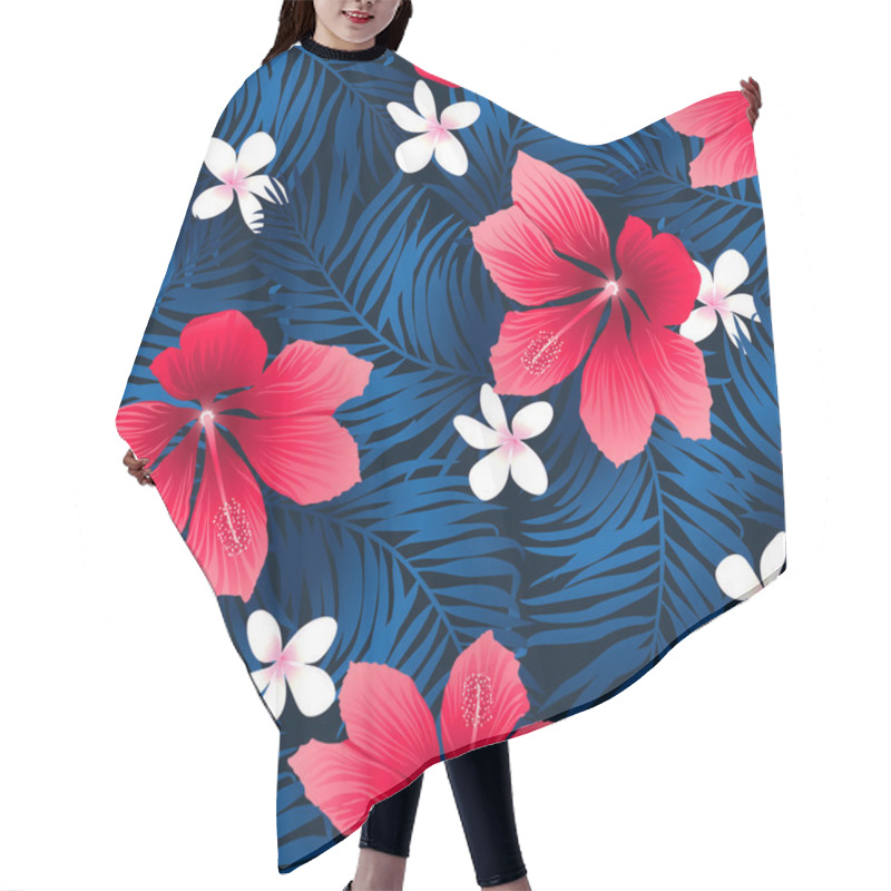 Personality  Tropical Red Hibiscus Flowers In A Seamless Pattern Hair Cutting Cape