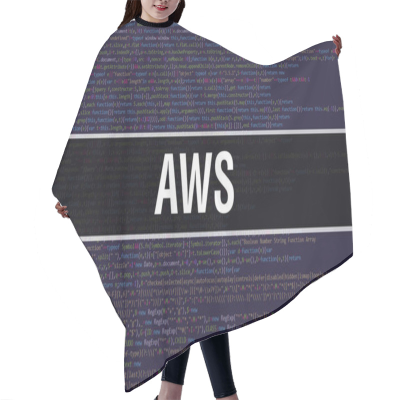 Personality  AWS Text Written On Programming Code Abstract Technology Background Of Software Developer And Computer Script. AWS Concept Of Code On Computer Monitor. Coding AWS Programming Websit Hair Cutting Cape