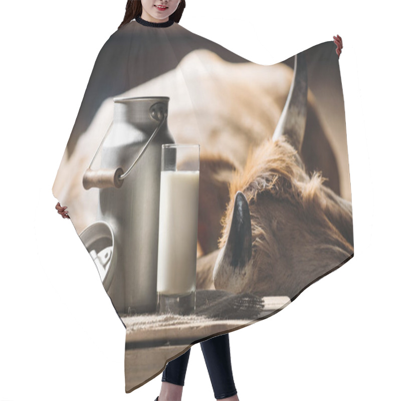 Personality  Cow And Milk In Glass Hair Cutting Cape