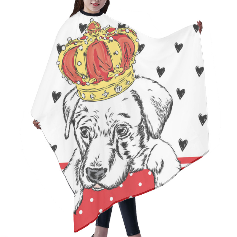 Personality  Cute Puppy Wearing A Crown. Vector Illustration For Greeting Card, Poster, Or Print On Clothes. Dog Clothing. Fashion & Style. Hair Cutting Cape