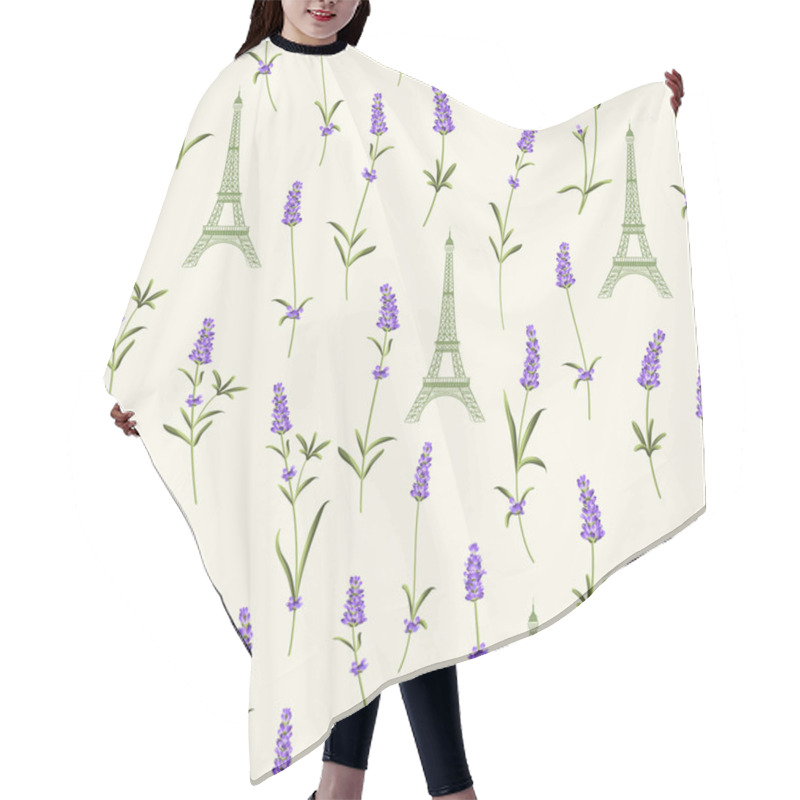 Personality  Pattern With Lavender Flowers. Hair Cutting Cape