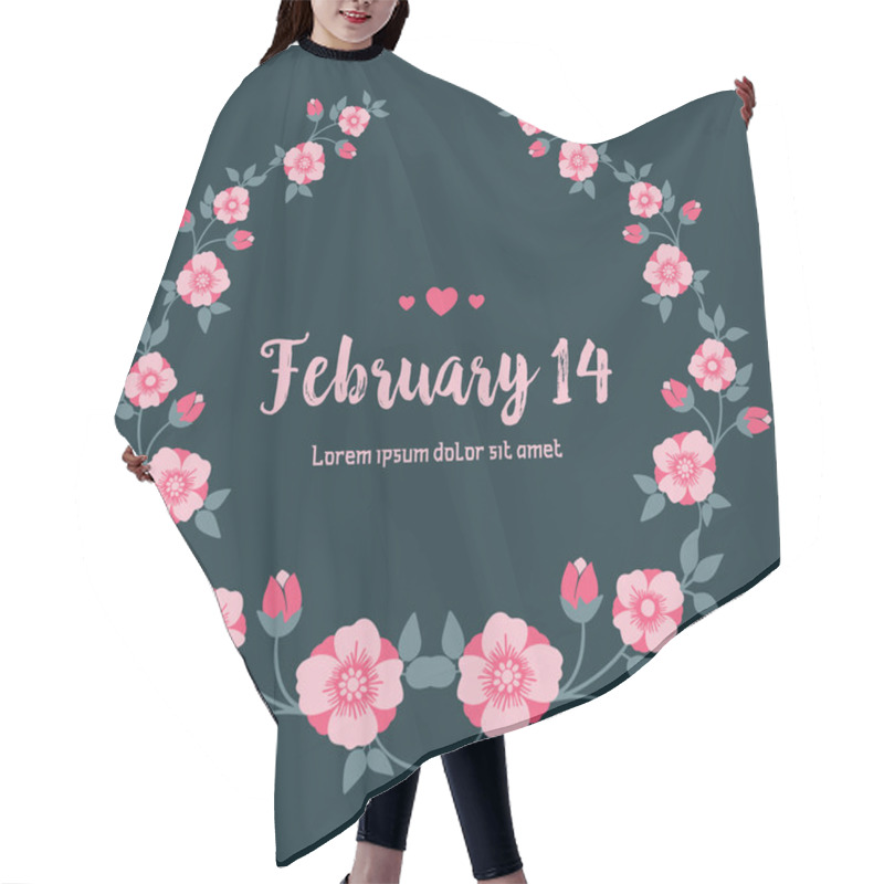 Personality  Invitation Card Template Design For 14 February, With Romantic Leaf And Flower Frame Design. Vector Hair Cutting Cape