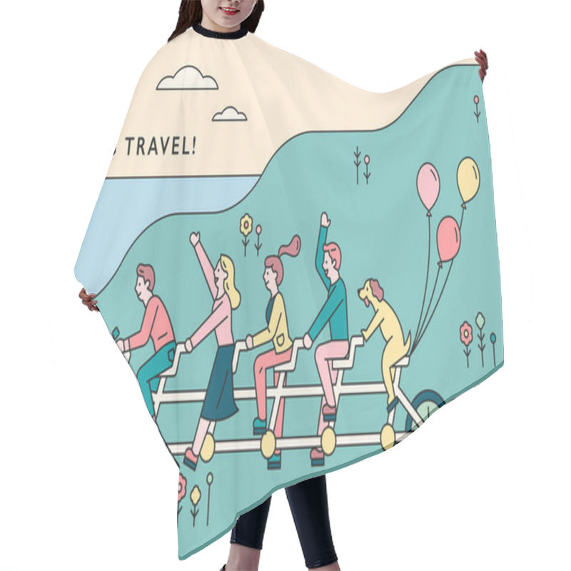 Personality  People Traveling On The One Bicycle Hair Cutting Cape