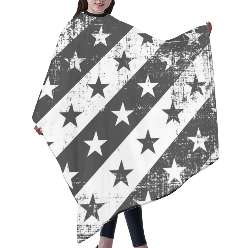 Personality  Grunge Stripe Pattern With Stars. Square Black And White Backdrop. Hair Cutting Cape