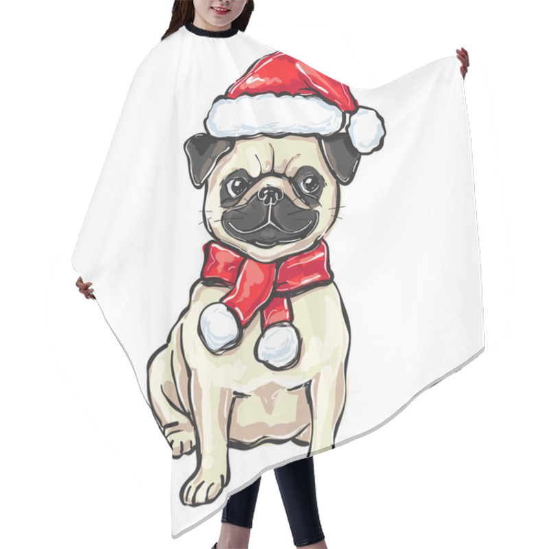 Personality  Funny Christmas Pug Dog  Hair Cutting Cape