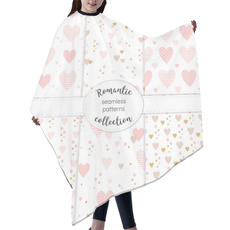 Personality  Pink And Gold Hearts Collection Of Seamless Vector Patterns Hair Cutting Cape