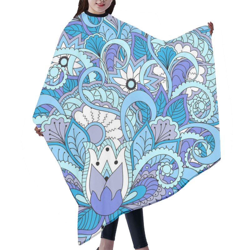 Personality  Blue Pattern With Mandalas And Flowers Hair Cutting Cape