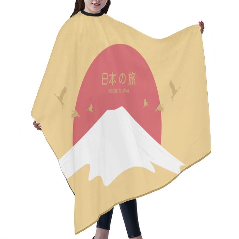 Personality  Travel Concept. Japan Travel Banner Vector Design. Translation Of Language - Welcome To Japan Hair Cutting Cape