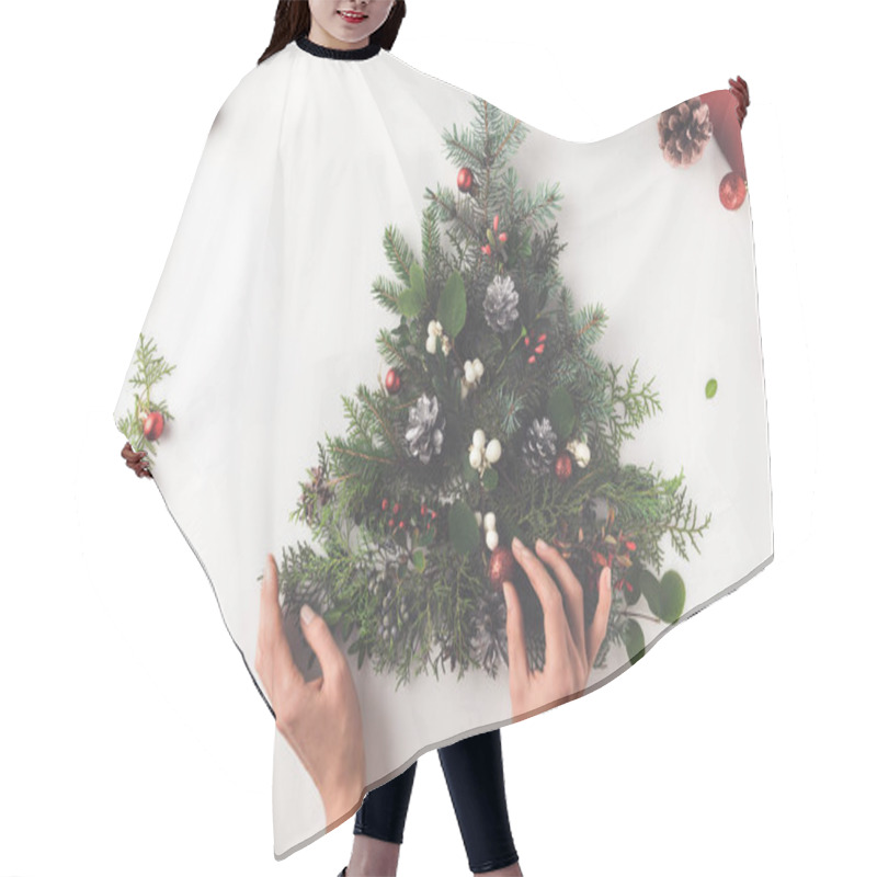 Personality  Hand Making Christmas Tree Hair Cutting Cape