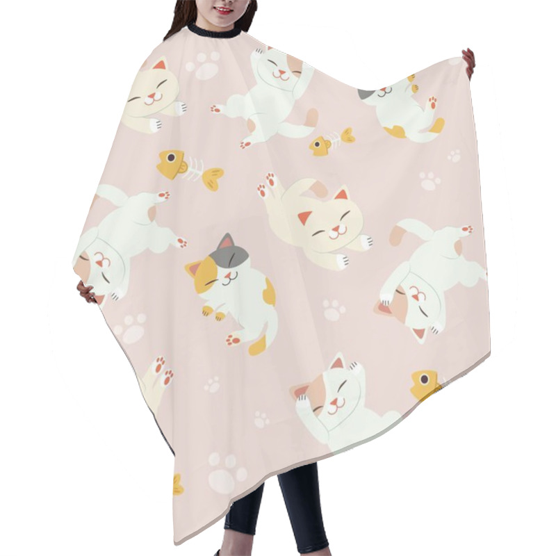 Personality  The Seamless Of Cute Cat Sleeping Set. Cat Sleeping On The Pink  Hair Cutting Cape