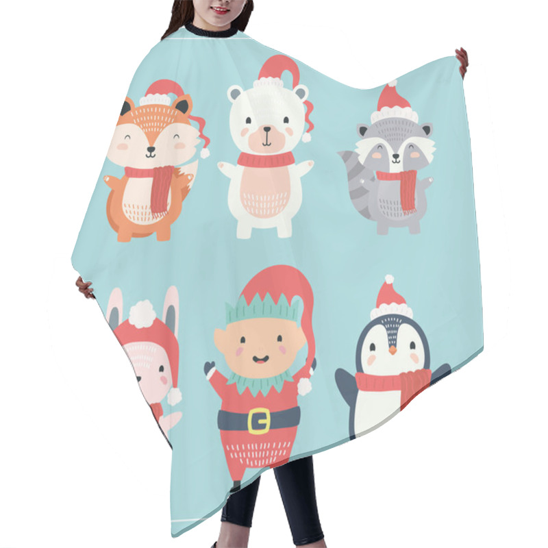 Personality  Cute Animal Wearing Christmas Clothes Characters Hair Cutting Cape