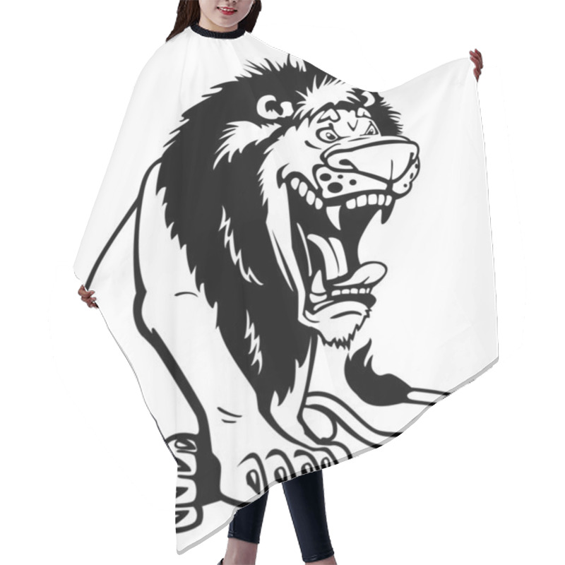 Personality  Sitting Cartoon Lion Black And White Hair Cutting Cape