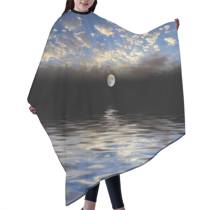 Personality  Full Moon And Calm Sea Surface Hair Cutting Cape