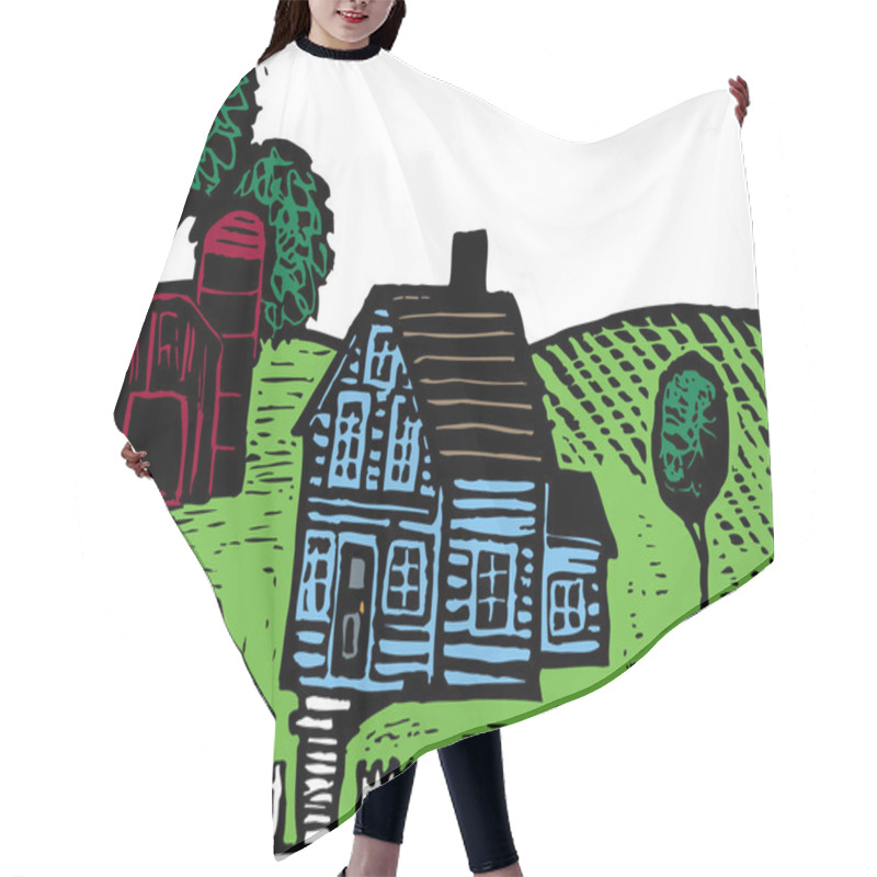 Personality  Illustration Of Farm Hair Cutting Cape