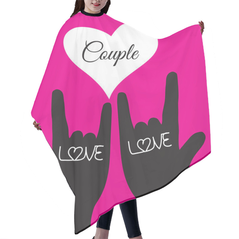 Personality  Love Hand Sign. Love Symbol. Couple, Lover. Vector Illustration. Hair Cutting Cape