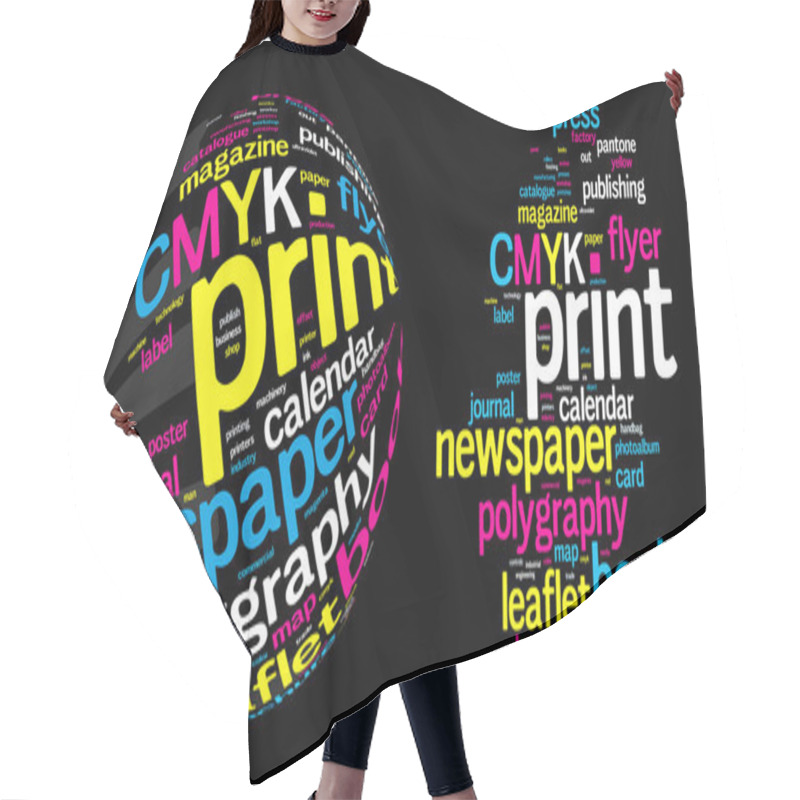 Personality  Printing Word Cloud Hair Cutting Cape