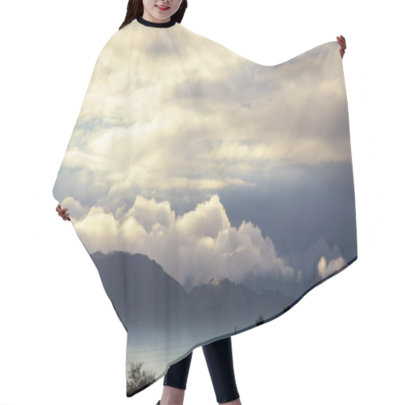 Personality  Morning Mountain Scene In The Silhouette Palm Arizona, USA Hair Cutting Cape