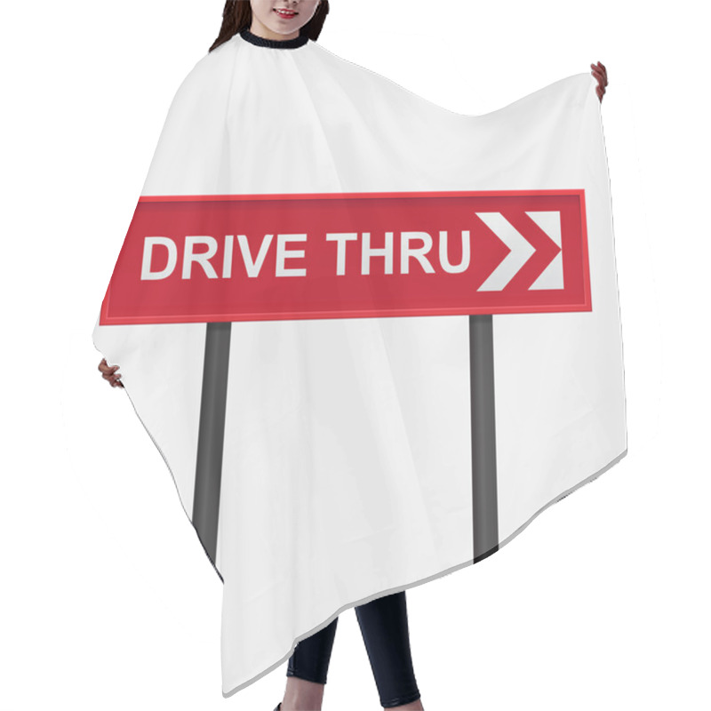 Personality  Drive Thru Sign,White Text Written  On A Red Background,Vector Illustration Hair Cutting Cape