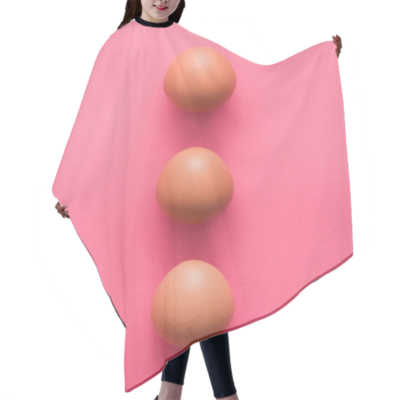 Personality  Three Eggs On Pink Background Hair Cutting Cape