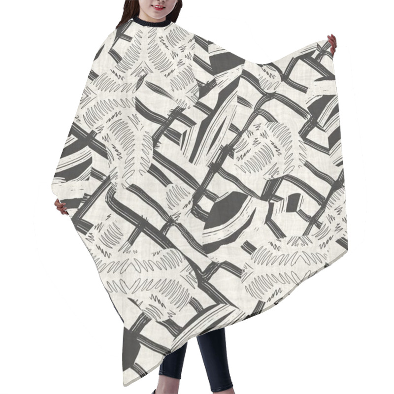 Personality  Seamless Two Tone Hand Drawn Brushed Effect Pattern Swatch Hair Cutting Cape