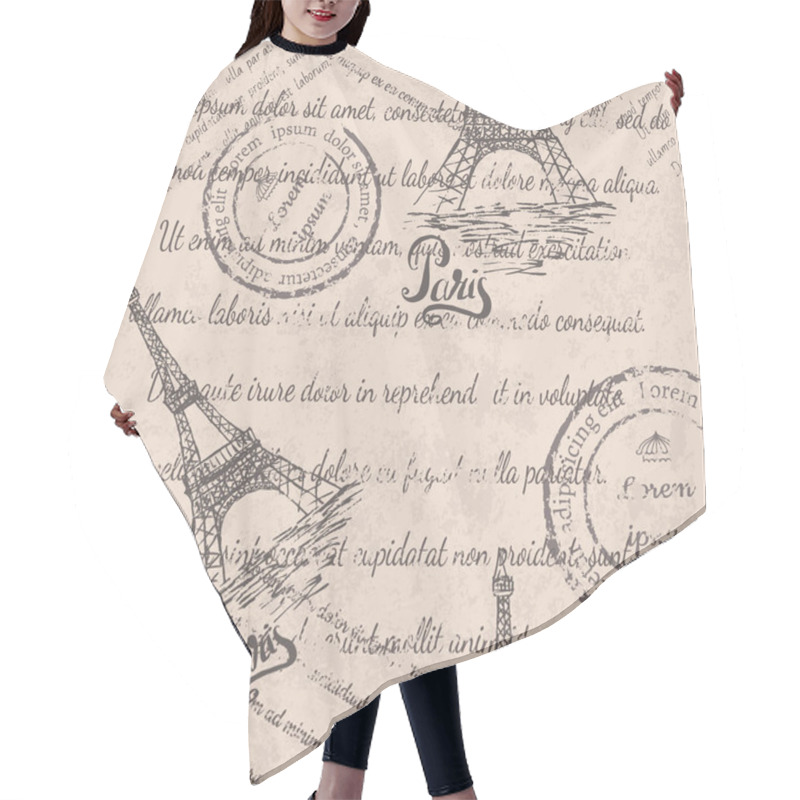 Personality  Seamless Pattern Paris Hair Cutting Cape