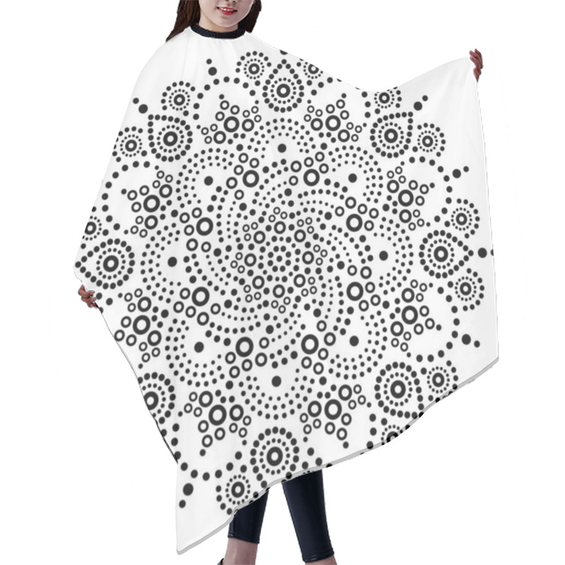 Personality  Aboriginal Bohemian Dot Painting Mandala Vector Pattern, Australian Dot Art Ornament In Black On White  Hair Cutting Cape