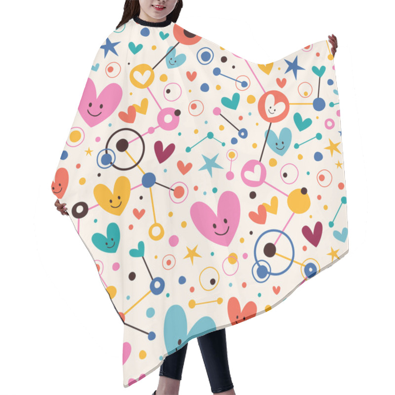 Personality  Hearts, Dots And Stars Funky Pattern Hair Cutting Cape