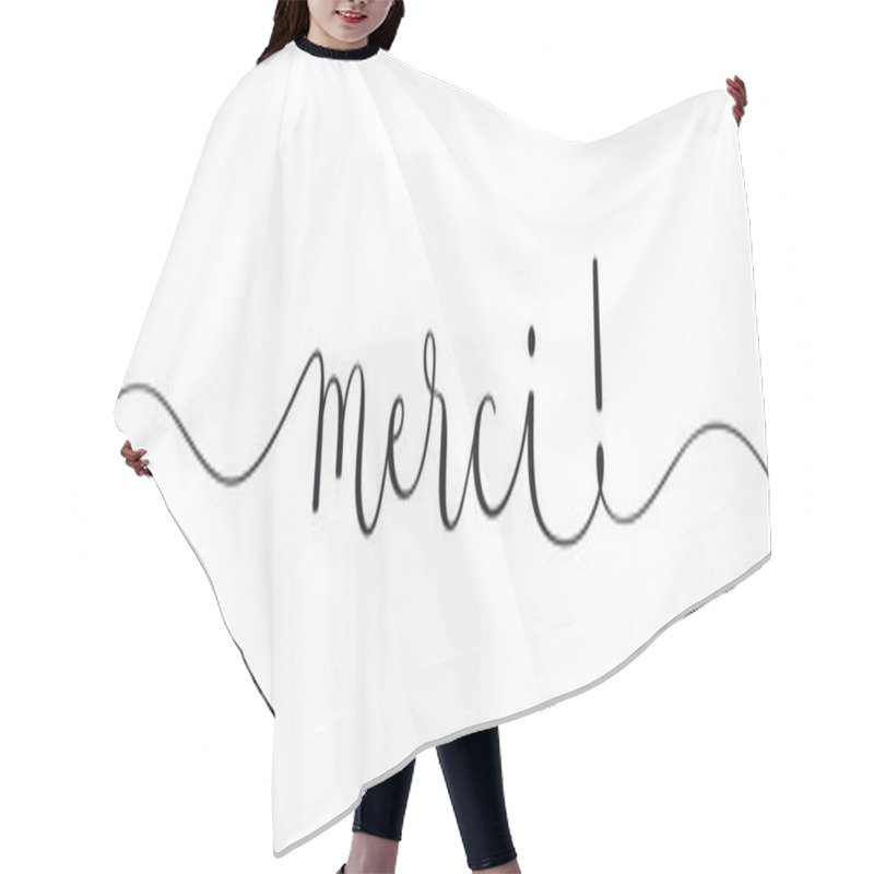 Personality  MERCI! Vector Brush Calligraphy Banner (French For THANKS!) Hair Cutting Cape