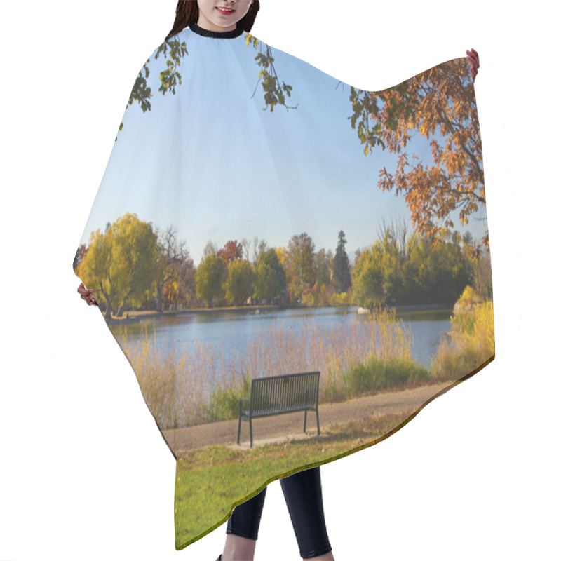 Personality  Empty Park Bench By A Lake In Fall - Denver Hair Cutting Cape