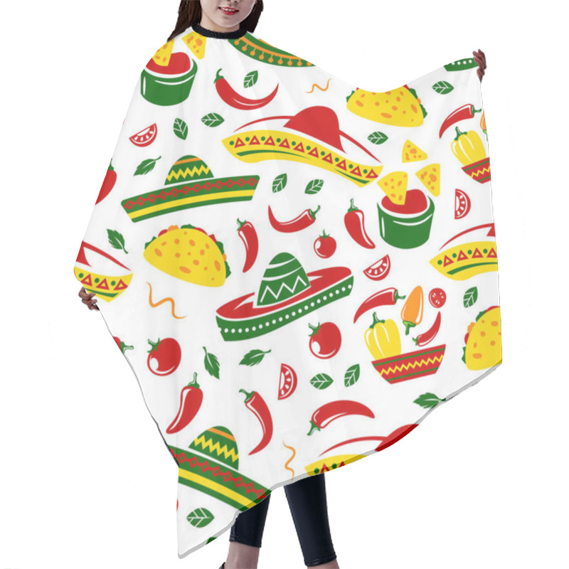 Personality  Mexican Taco, Nacho And Sombrero Seamless Pattern Hair Cutting Cape