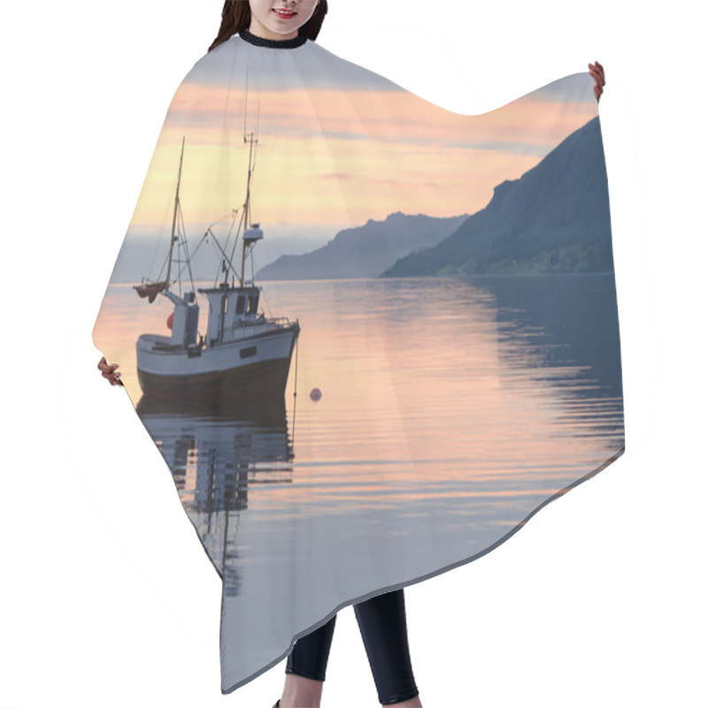 Personality  Fishing Boat At Sundown In The Fjord Hair Cutting Cape