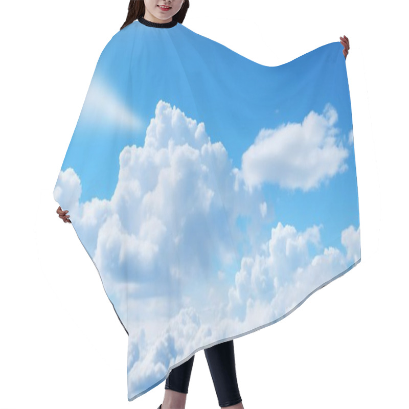 Personality  Vivid Blue Sky Adorned With Fluffy White Clouds Hair Cutting Cape