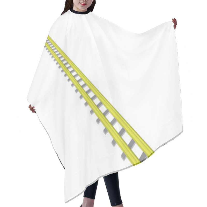 Personality  Vector Image Yellow Railway On White Hair Cutting Cape