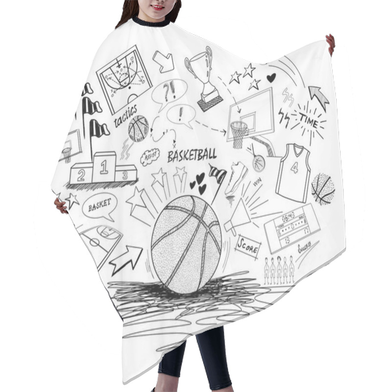 Personality  Basketball Doodles-hand Drawing Hair Cutting Cape