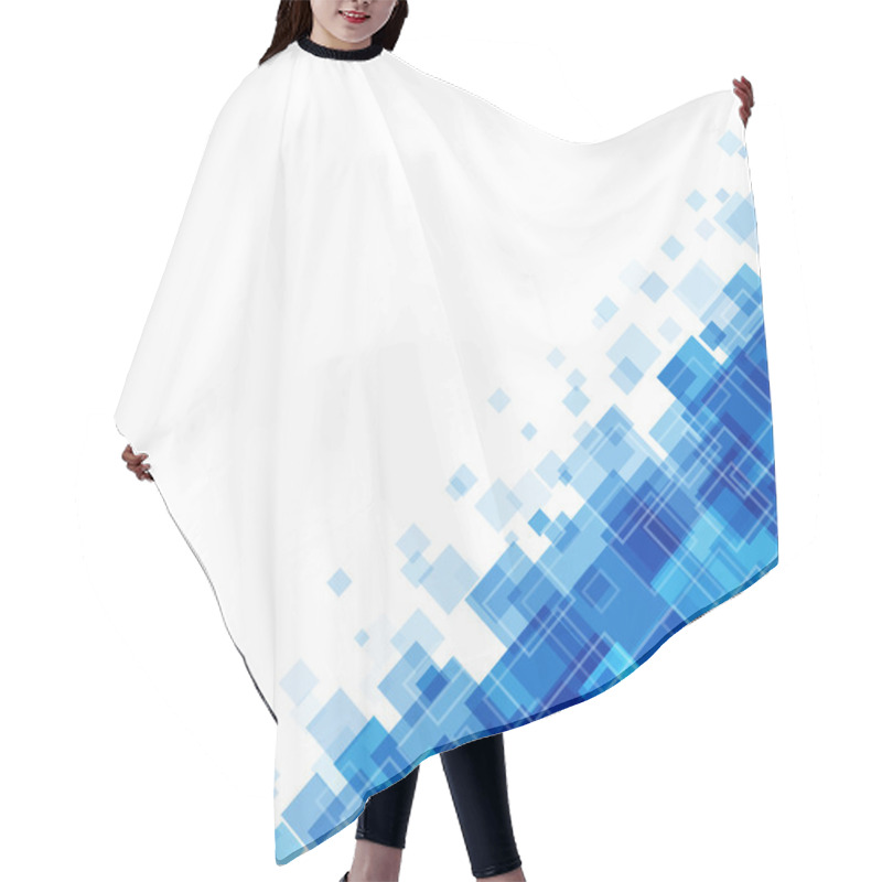 Personality  Abstract Geometric Squares Lines Blue Vector Background. Hair Cutting Cape