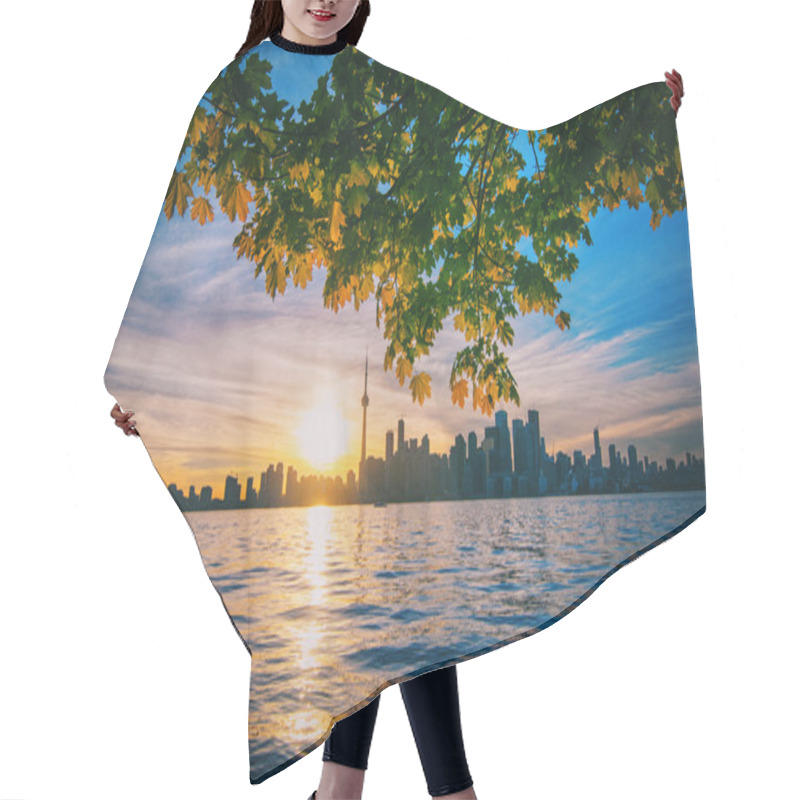 Personality  Toronto Skyline With Maple Branches Hair Cutting Cape