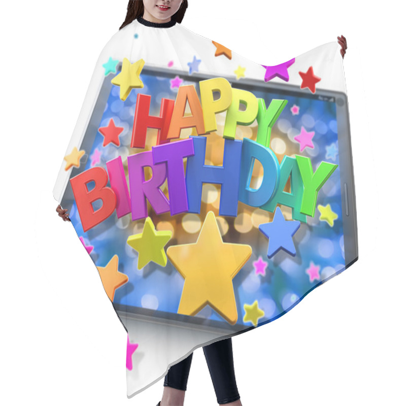 Personality  Happy Birthday In Tablet Hair Cutting Cape