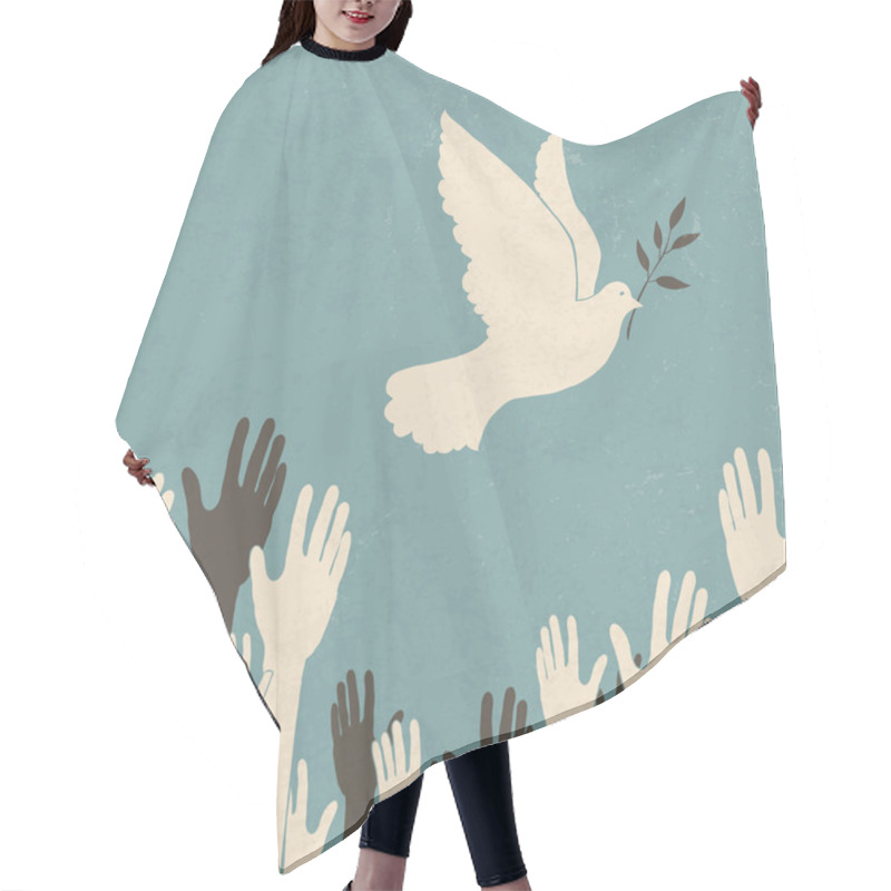 Personality  Group Of Hands And Dove Of Peace. Retro Illustration, EPS10 Hair Cutting Cape