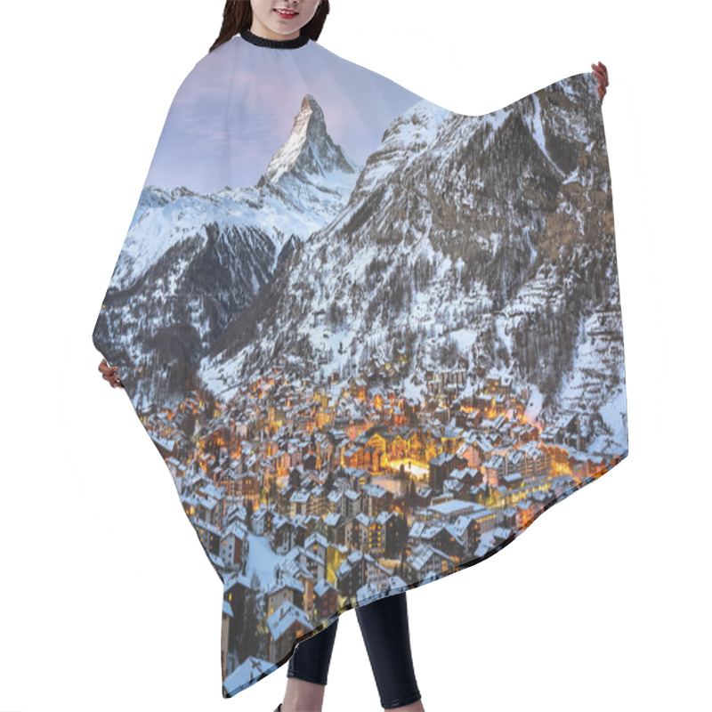 Personality  Aerial View On Zermatt Valley And Matterhorn Peak In The Morning Hair Cutting Cape