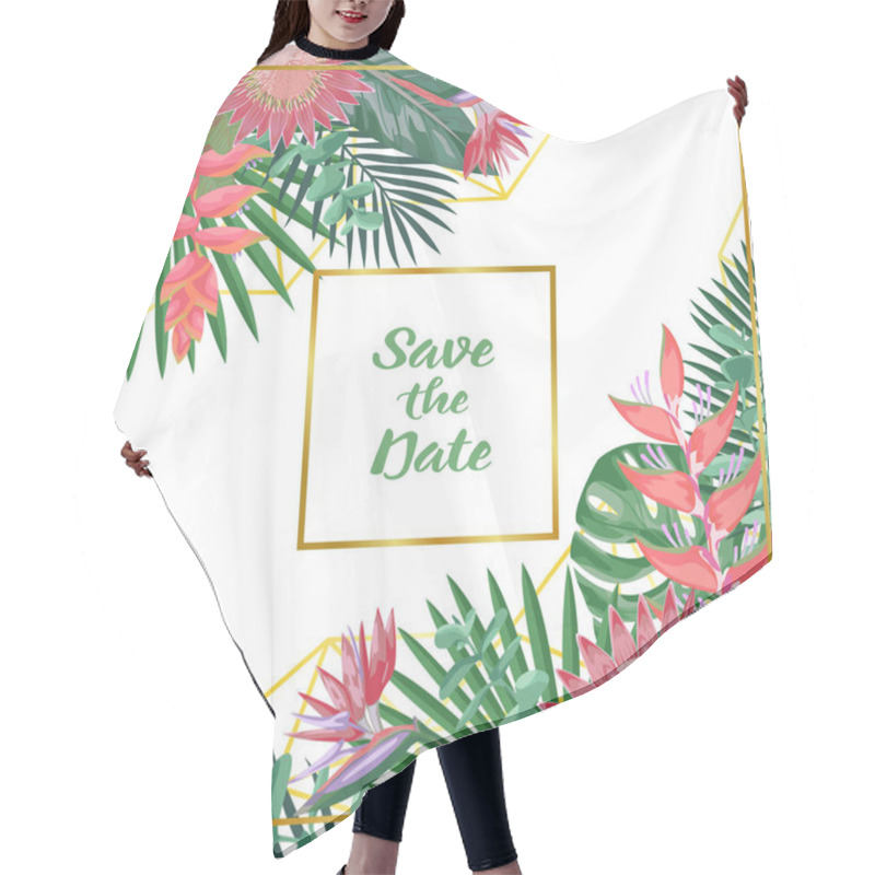 Personality  Save The Date Tropical Flower And Geometric Background Hair Cutting Cape