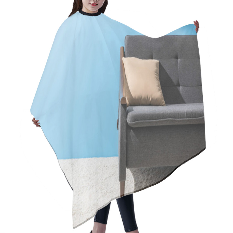 Personality  Pillow Lying On Cozy Couch In Front Of Blue Wall Hair Cutting Cape