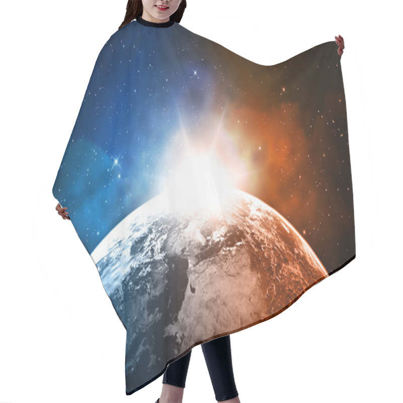 Personality  Planet Earth With Sunrise In The Space Hair Cutting Cape