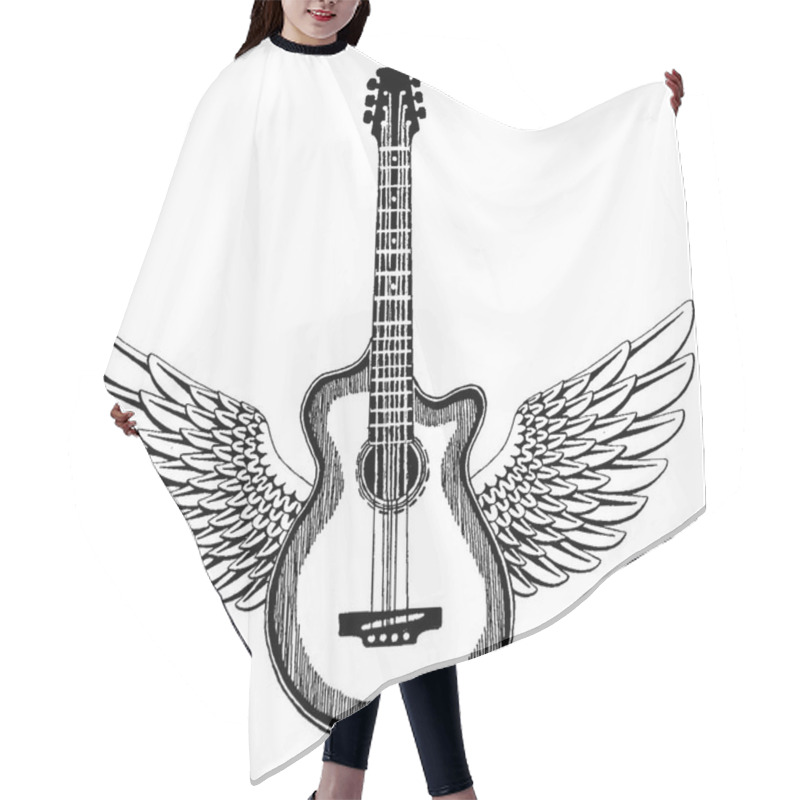 Personality  Cool Guitar. Rock Emblem For Music Festival. Heavy Metall Concert. T-shirt Print, Poster. Musical Instrument. Badge, Logo Art Hair Cutting Cape