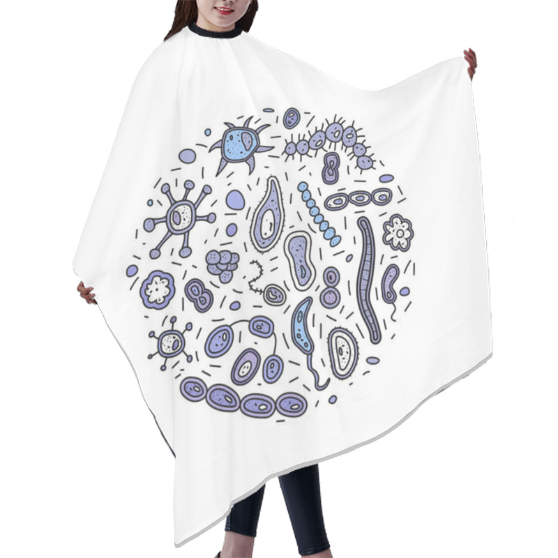 Personality  Bacteria Cells Set Composition. Vector Illustration. Hair Cutting Cape