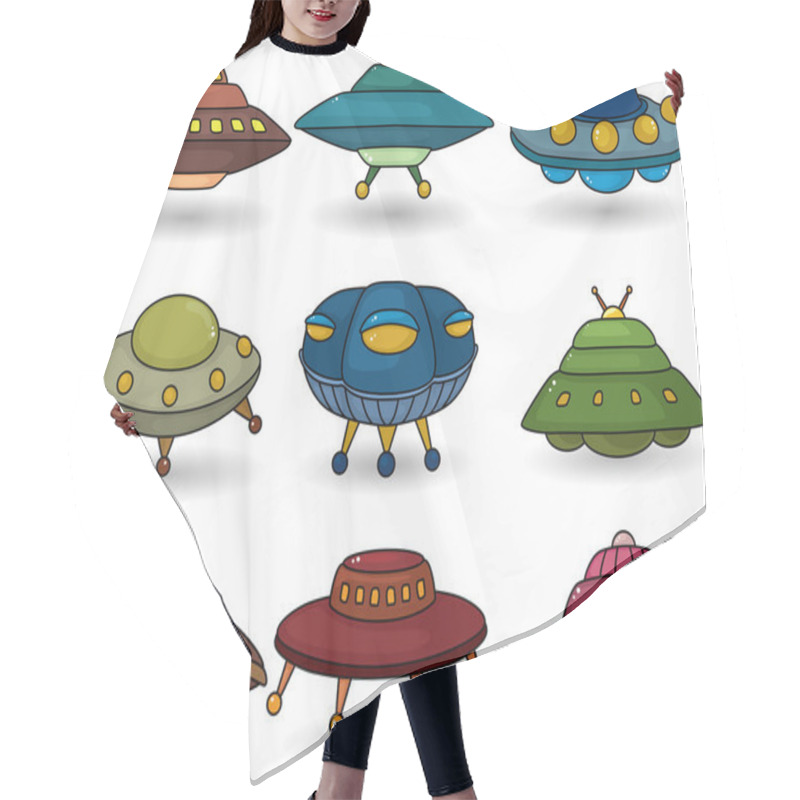 Personality  Cartoon Ufo Spaceship Icon Set Hair Cutting Cape