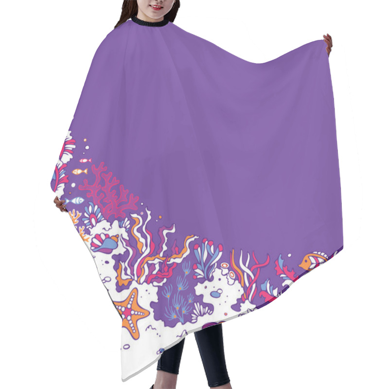 Personality  Summer Cartoon Marine Life Background. Hair Cutting Cape