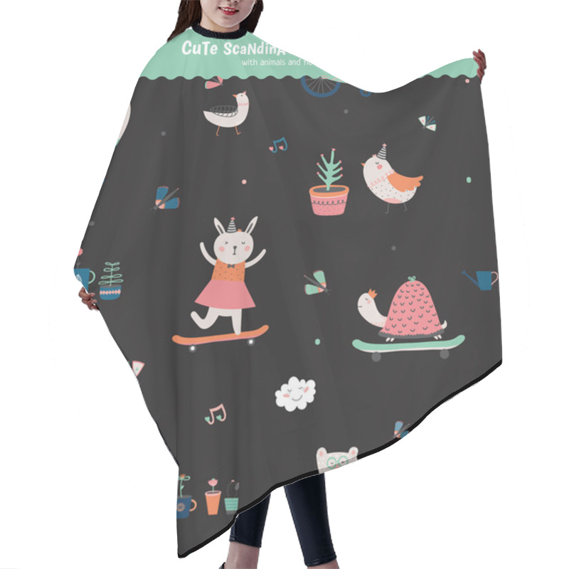 Personality  Cute Scandinavian Seamless Pattern Hair Cutting Cape