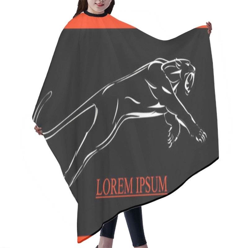 Personality  Leaping Panther. Fang Face Big Cat, Roaring And Leaping. Leaping Hair Cutting Cape