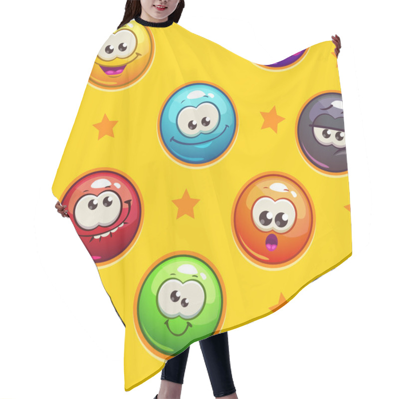 Personality  Seamless Pattern With Funny Emoticon Faces Hair Cutting Cape